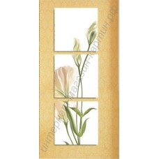 Модульная картина из 3 секций: бежевый цветок на высоком стебле, выполненная маслом на холсте
